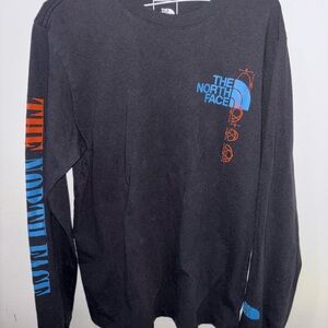 The North Face Black Long Sleeve with Blue and Orange Accents